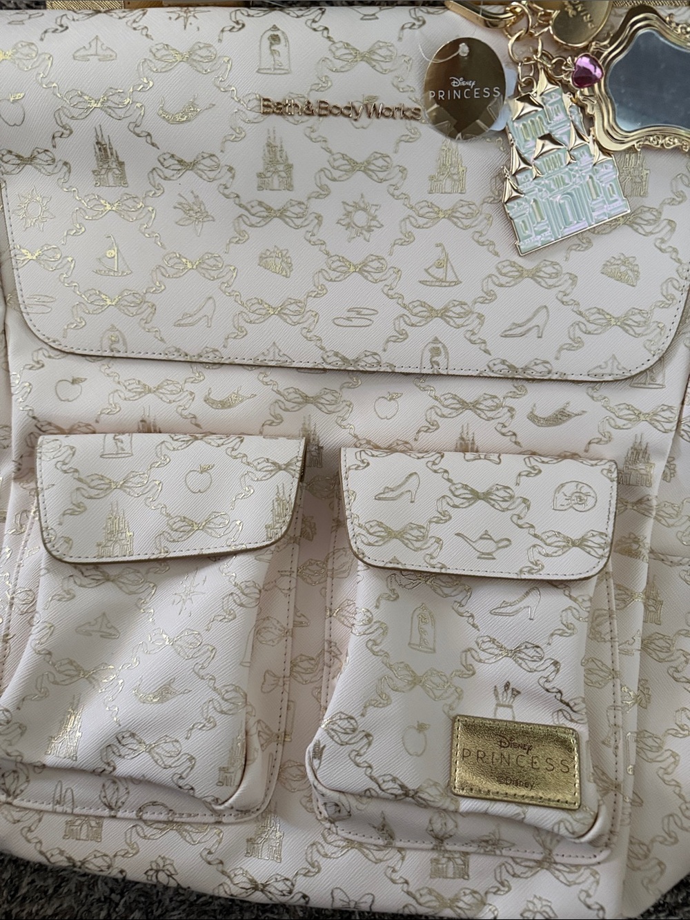 Bath & Body Works Cream & Gold Disney Princess Backpack